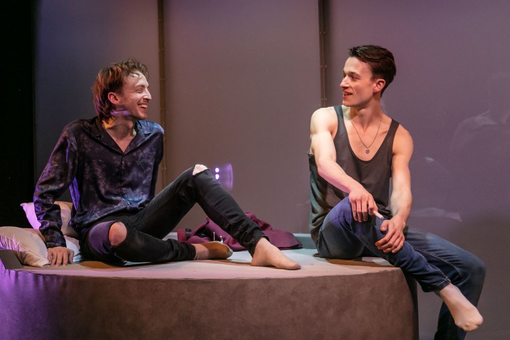 Derek Mitchell (L) and Alex Britt in 'F**cking Men' at Waterloo East Theatre