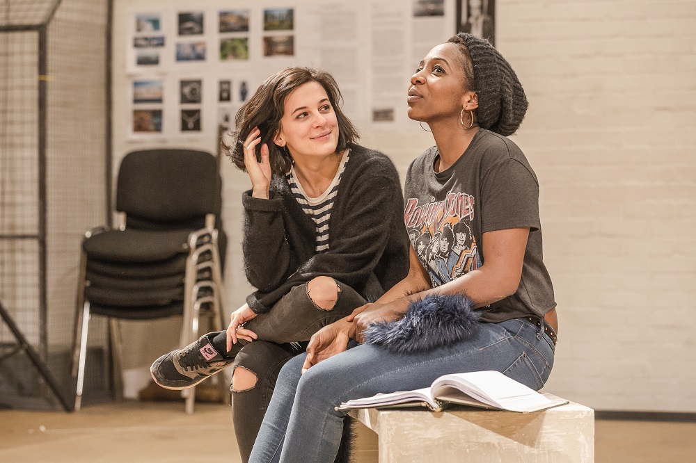Phoebe Fox and Tamara Lawrance in rehearsals for Twelfth Night.  Image by Marc Brenner
