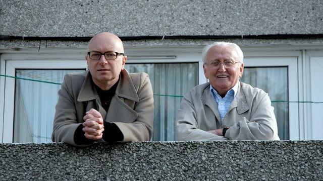 Author and journalist Michael Collins with Terry Gooch, the first tenant of Thamesmead in 1968