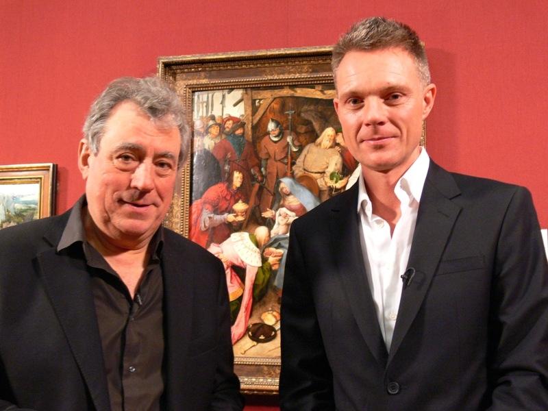 Terry Jones and Tim Marlow engage in a polite conversation about art