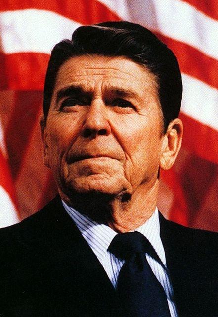 President Ronald Reagan looking stern - or is this just an act?